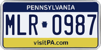 PA license plate MLR0987