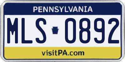 PA license plate MLS0892