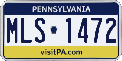 PA license plate MLS1472