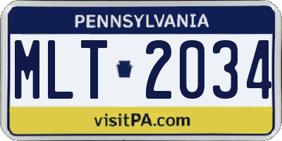 PA license plate MLT2034