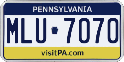 PA license plate MLU7070