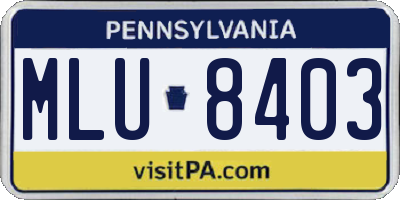 PA license plate MLU8403