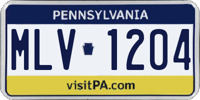 PA license plate MLV1204