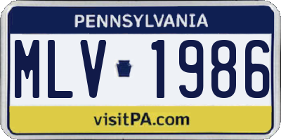 PA license plate MLV1986