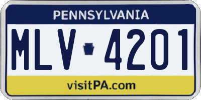PA license plate MLV4201