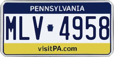 PA license plate MLV4958