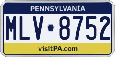 PA license plate MLV8752