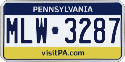 PA license plate MLW3287