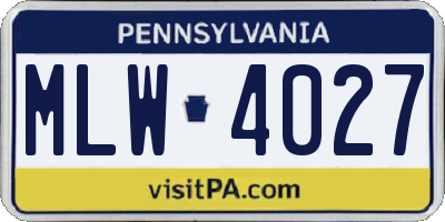 PA license plate MLW4027