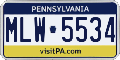 PA license plate MLW5534