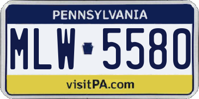 PA license plate MLW5580