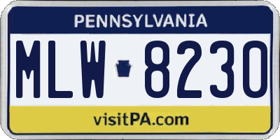 PA license plate MLW8230