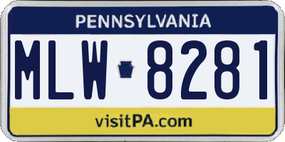 PA license plate MLW8281