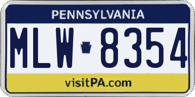 PA license plate MLW8354
