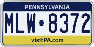 PA license plate MLW8372