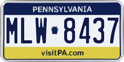 PA license plate MLW8437