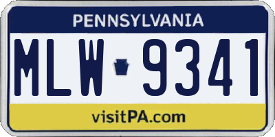 PA license plate MLW9341