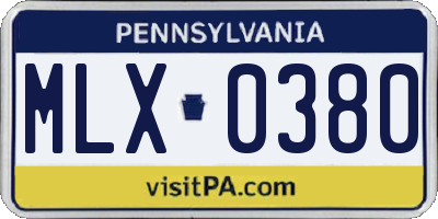 PA license plate MLX0380
