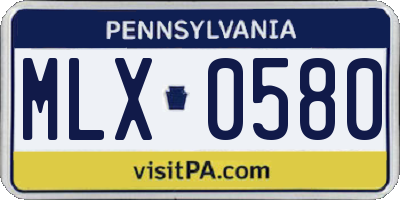 PA license plate MLX0580