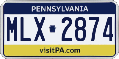 PA license plate MLX2874