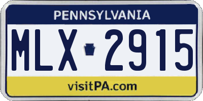 PA license plate MLX2915