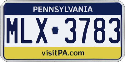 PA license plate MLX3783