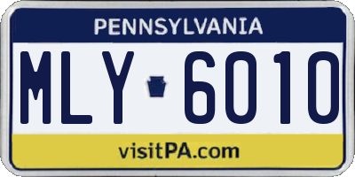 PA license plate MLY6010