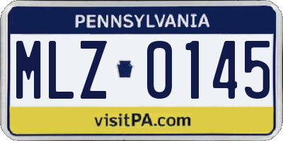 PA license plate MLZ0145