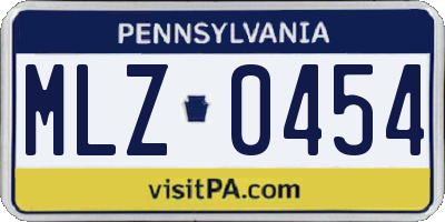 PA license plate MLZ0454