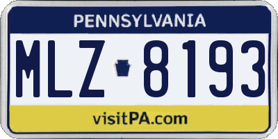 PA license plate MLZ8193