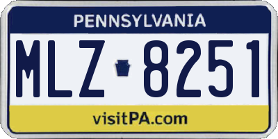 PA license plate MLZ8251