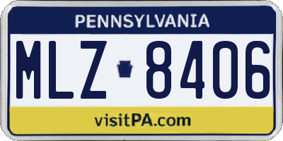 PA license plate MLZ8406