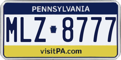 PA license plate MLZ8777