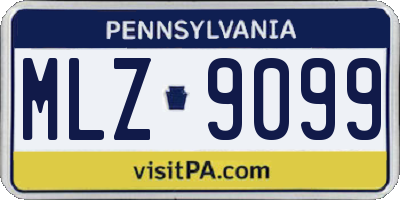 PA license plate MLZ9099