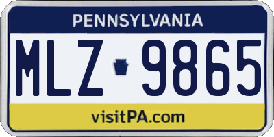 PA license plate MLZ9865