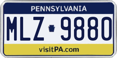 PA license plate MLZ9880