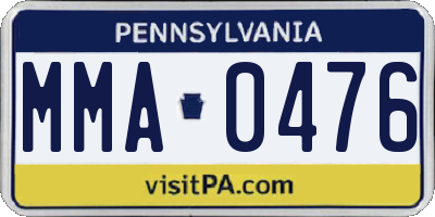PA license plate MMA0476
