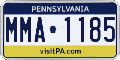 PA license plate MMA1185
