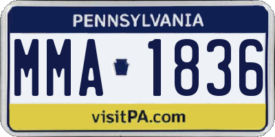 PA license plate MMA1836