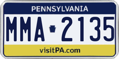 PA license plate MMA2135