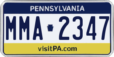 PA license plate MMA2347