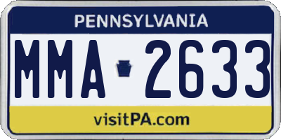 PA license plate MMA2633