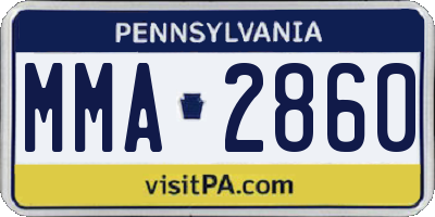 PA license plate MMA2860