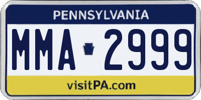 PA license plate MMA2999