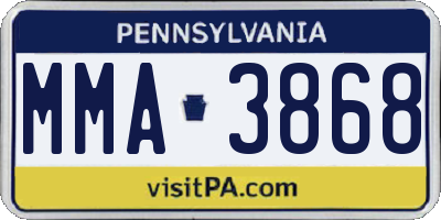 PA license plate MMA3868