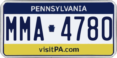 PA license plate MMA4780