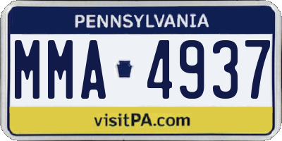 PA license plate MMA4937