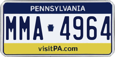 PA license plate MMA4964