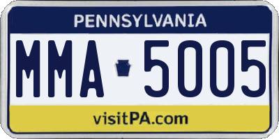 PA license plate MMA5005