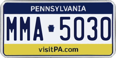 PA license plate MMA5030
